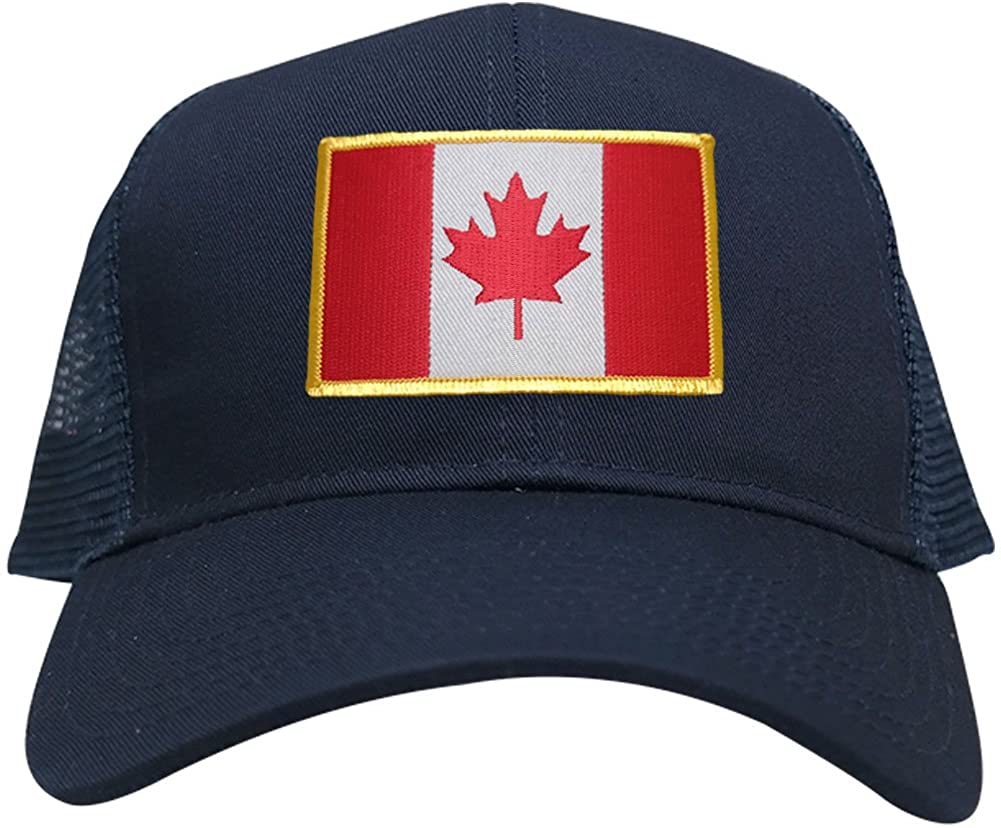Canada Embroidered Gold Border Flag Iron On Patch Adjustable Mesh Trucker Cap