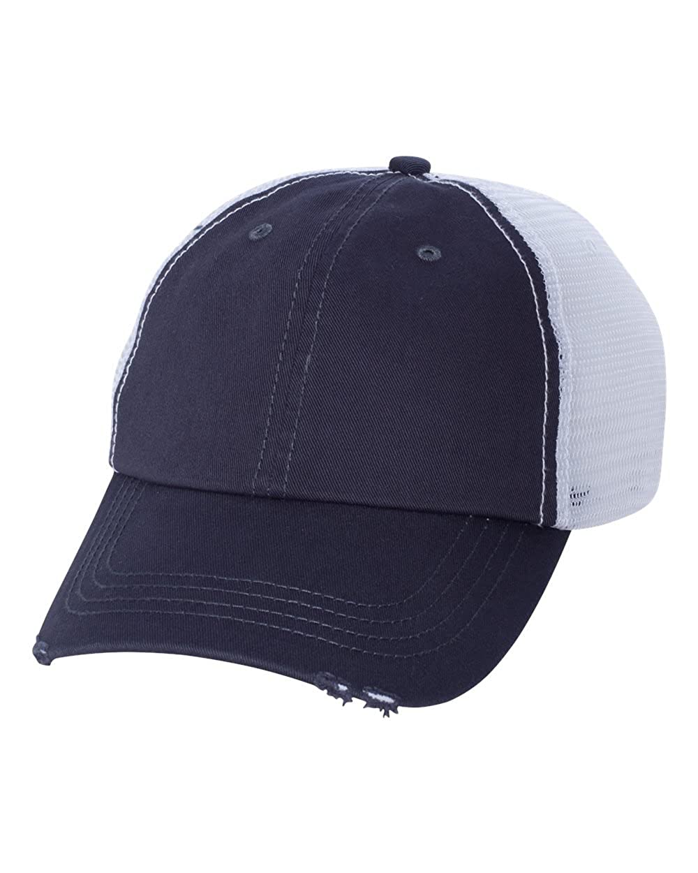 Organic Cotton Washed Mesh Cap with Frayed Bill - Black Black