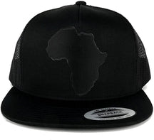 5 Panel Solid Black Africa Map Embroidered Iron on Patch Flat Bill Mesh Snapback