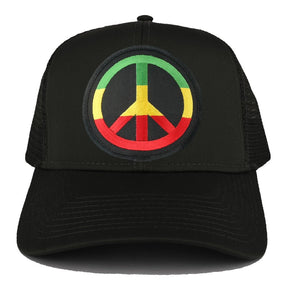Rasta Peace Symbol Embroidered Iron on Circle Patch Ajustable Trucker Cap
