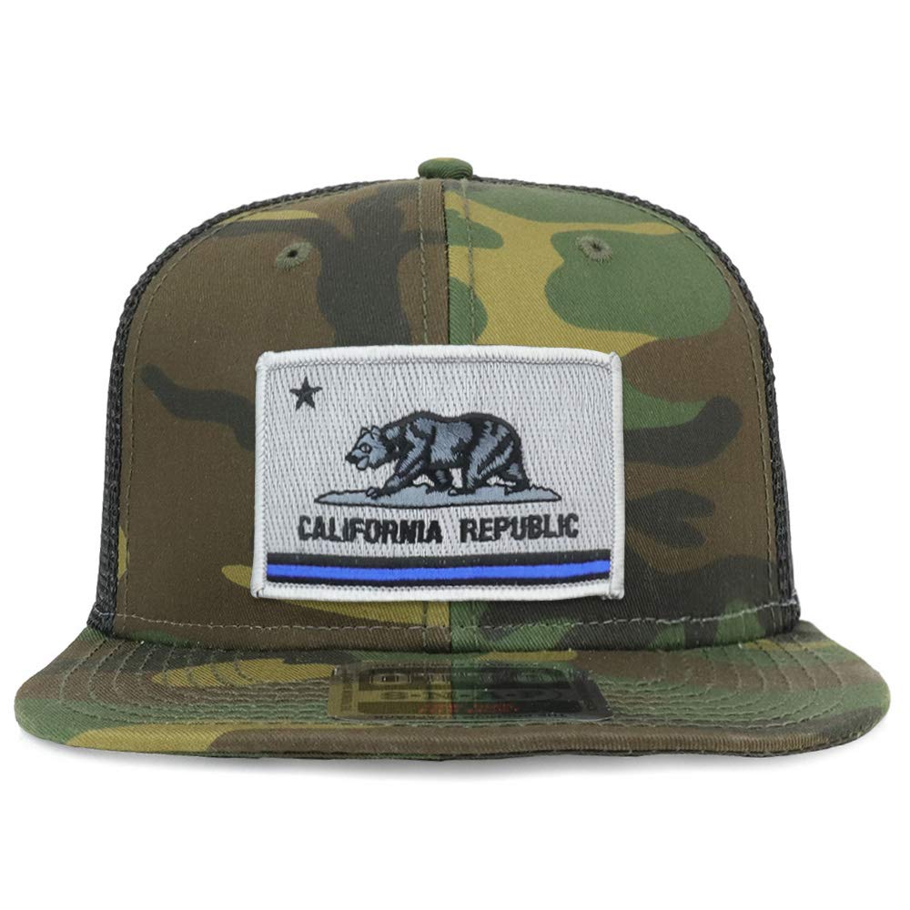 Armycrew California Thin Blue Line Flag Patch Structured Camo Trucker Cap