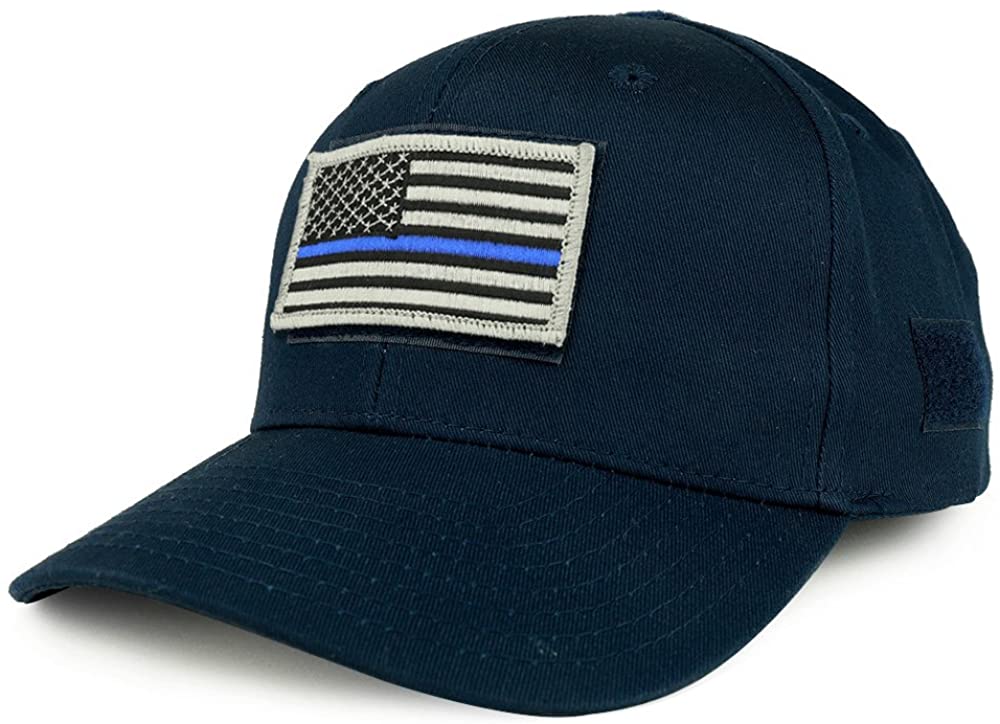 Armycrew USA Thin Blue Line Flag Tactical Patch Structured Operator Baseball Cap