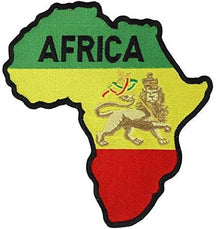 Armycrew 6 by 6 Green Yellow Red Africa Map Rasta Lion Embroidered Iron On Patch