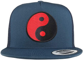 Armycrew 5 Panel Red Yin Yang Patch Flatbill Mesh Cap