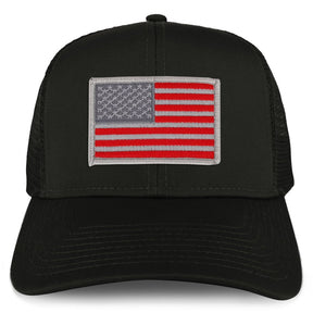 Armycrew XXL Oversize Red Grey USA Flag Patch Mesh Back Trucker Baseball Cap