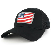 US American Flag Original with Grey Border Embroidered Patch Low Crown Adjustable Tactical Mesh Cap