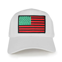 USA American Flag Logo Embroidered Iron On Patch Snap Back Cap - White