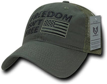 Armycrew Freedom Isn't Free American Flag Embroidered Unstructured Mesh Back Cap