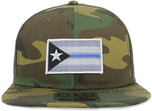 Armycrew Puerto Rico Thin Blue Line Flag Patch Structured Camo Trucker Cap