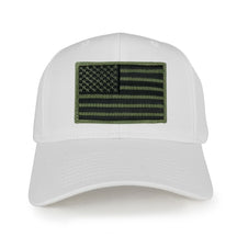USA American Flag Logo Embroidered Iron On Patch Snap Back Cap - White