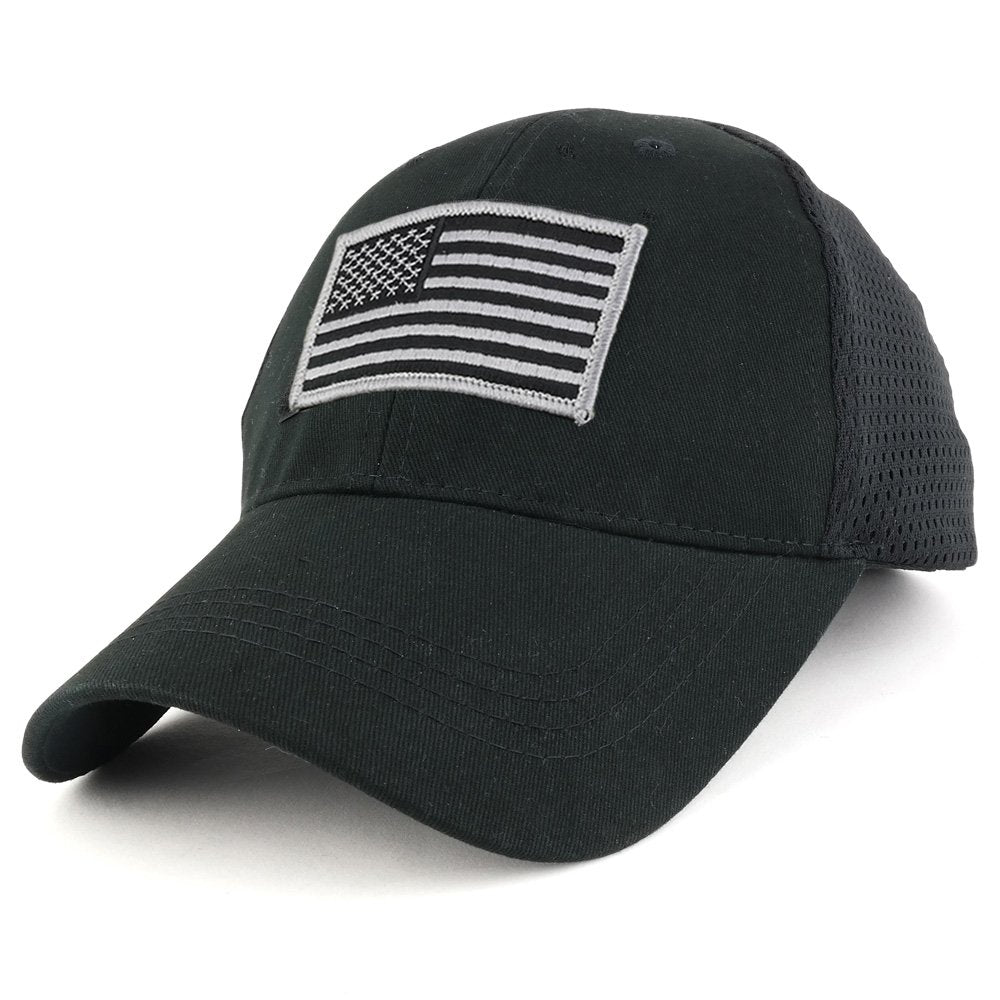 Armycrew USA American Flag Subdued Grey Embroidered Tactical Patch with Mesh Operator Cap