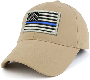 Armycrew USA Thin Blue Flag Tactical Patch Cotton Adjustable Baseball Cap