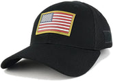 Armycrew USA Gold American 3D Flag Rubber Tactical Patch Low Crown Adjustable Mesh Cap