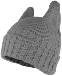 PUSSYHAT Warm Embellished Cat Ear Knit Winter Beanie Hat - Beige