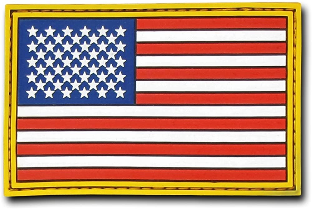 USA Flag Patch With Yellow Border 