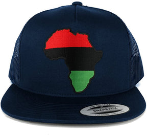 5 Panel Red Black Green Africa Map Embroidered Patch Flat Bill Mesh Snapback