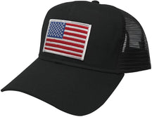 AC Racing USA American Flag Patch Snapback Trucker Mesh Cap - Black