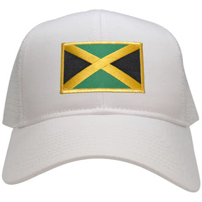 Jamaica Embroidered Gold Border Flag Iron On Patch Adjustable Mesh Trucker Cap