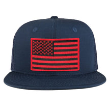 Black Red American Flag Iron on Patch Flat Bill Ripstop Trucker Mesh Cap