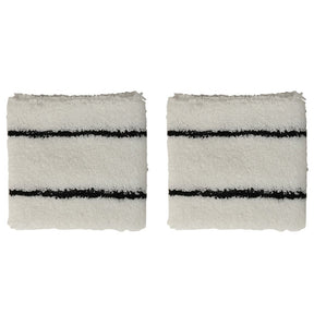 2 Pack Double Thin Striped Cotton Blend Terry Cloth Sweat Absorbing Wristband