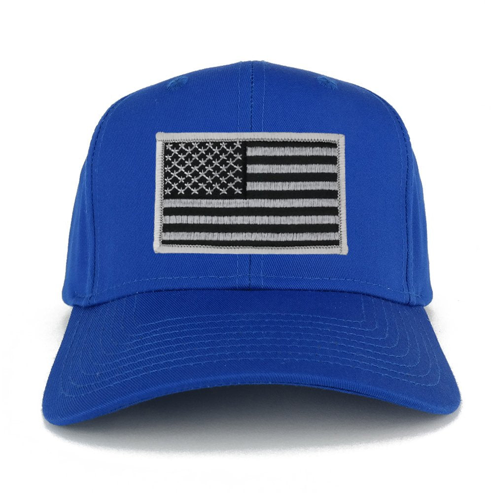 USA American Flag Logo Embroidered Iron On Patch Snap Back Cap - Royal