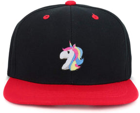 Armycrew Youth Kid's Unicorn Patch Flat Bill Snapback 2-Tone Baseball Cap