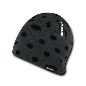 Polka Dot Fully Lined Knit Skully Beanie Cap