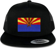 Armycrew New Arizona State Flag Patch 5 Panel Flatbill Snapback Mesh Cap - Black