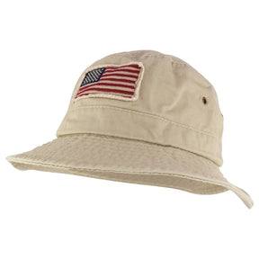 Armycrew Frayed USA Flag Washed Style Twill Cotton Bucket Hat