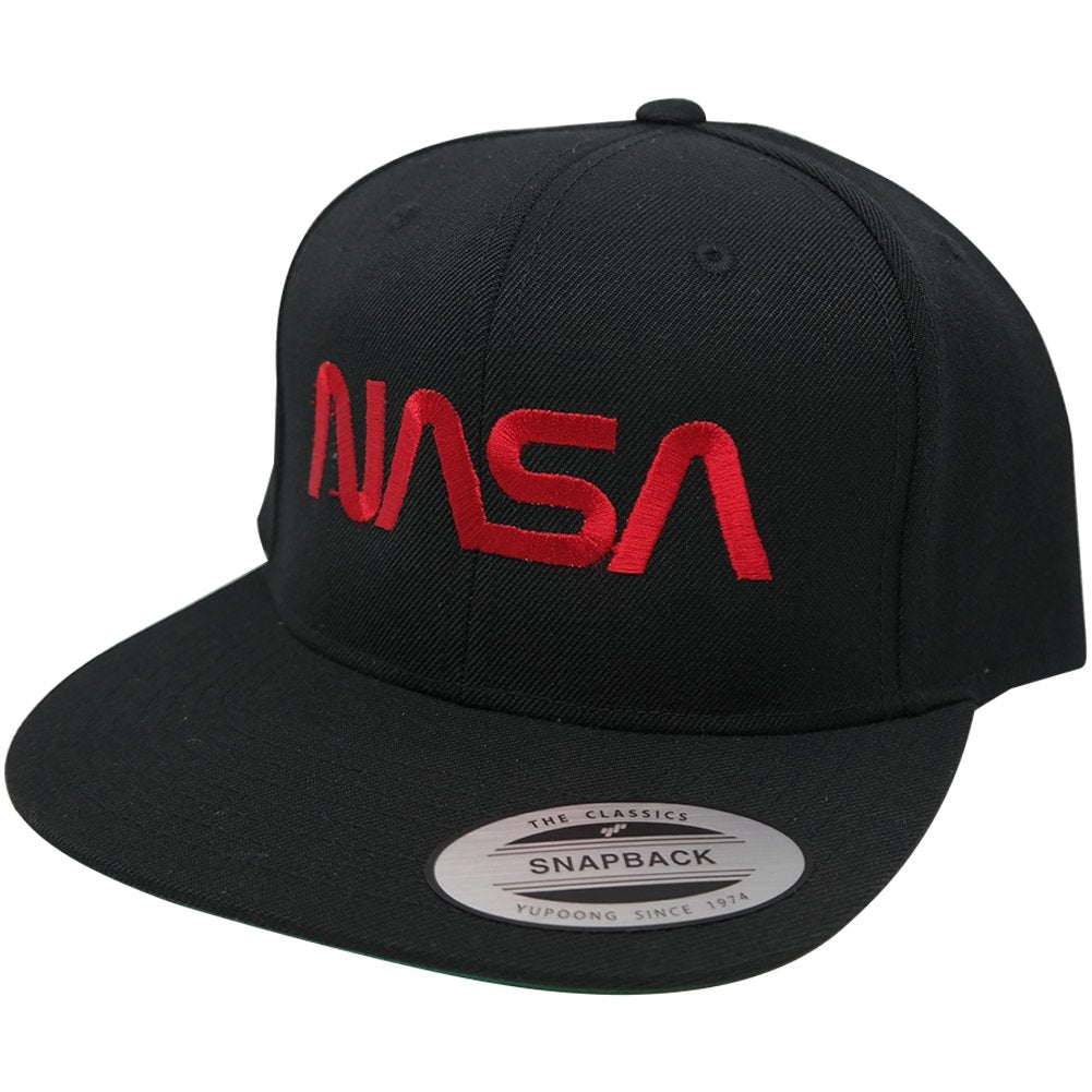 Flexfit NASA Worm Red Text Embroidery Snapback Cap