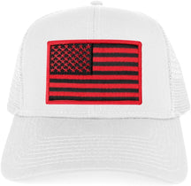 Armycrew USA American Flag Embroidered Patch Snapback Mesh Trucker Cap - White