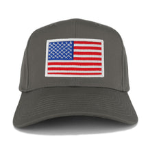 USA American Flag Logo Embroidered Iron On Patch Snap Back Cap - Charcoal