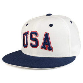 Armycrew USA 3D Embroidered Retro Flat Bill Snapback Baseball Cap