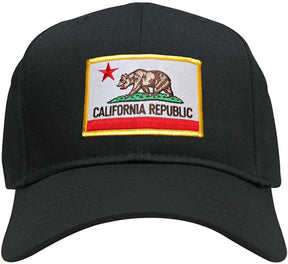 California Republic Embroidered Iron On Patch Gold Border Snapback Baseball Cap