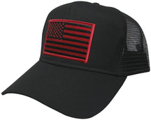 AC Racing USA American Flag Patch Snapback Trucker Mesh Cap - Black