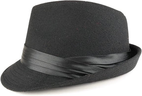Armycrew Men's Wool Felt Fedora Hat with Satin Hat Band
