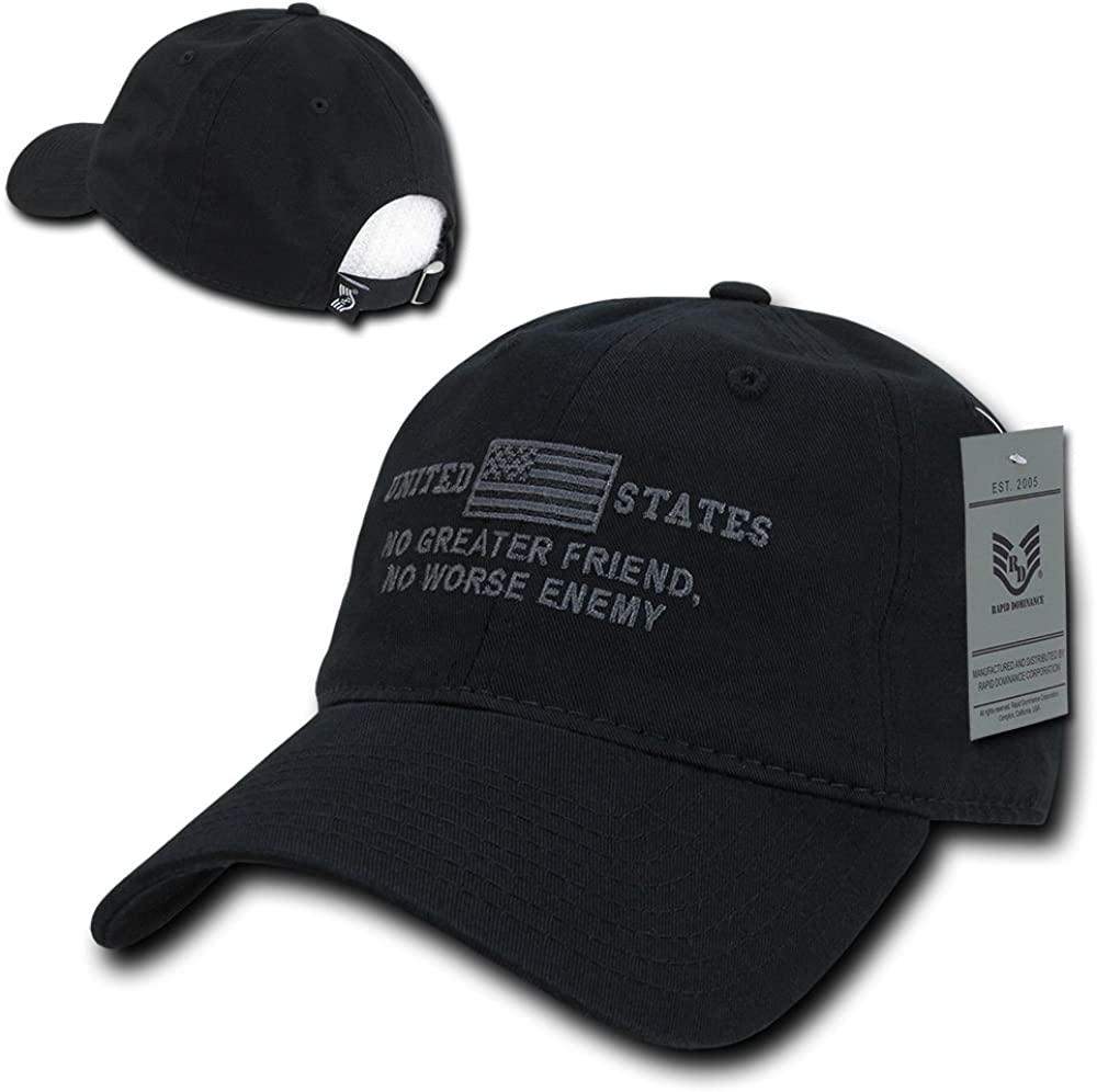 United States No Greater Friend, No Worse Enemy Embroidered Adjustable Baseball Cap