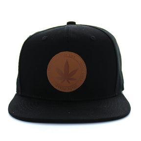 Armycrew Round Marijuana Logo Flat Bill Cotton Snapback Baseball Cap