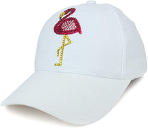 Armycrew Flamingo Jewel Studded Rhinestones Structured Baseball Cap