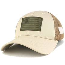 US American Flag OLIVE 2 Rubber 3D Tactical Patch Low Crown Adjustable Mesh Cap