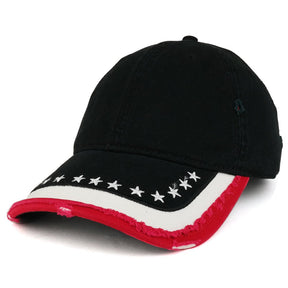 Armycrew US Flag Pattern Distressed Cotton Low Profile Baseball Cap