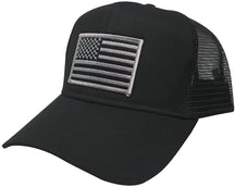 AC Racing USA American Flag Patch Snapback Trucker Mesh Cap - Black