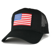 AC Racing USA American Flag Patch Snapback Trucker Mesh Cap - Black