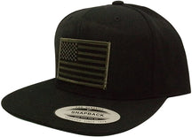 Flexfit Original Snapback with Patriotic American Flag Patch - Black (One Size, Desert Patch)