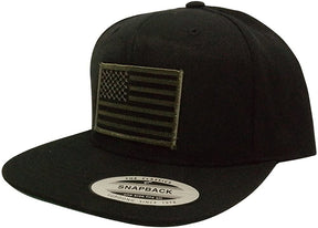Flexfit Original Snapback with Patriotic American Flag Patch - Black (One Size, Desert Patch)