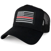 Armycrew XXL Oversize Thin Red Line 2 USA Flag Patch Mesh Back Trucker Baseball Cap