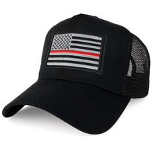 Armycrew XXL Oversize Thin Red Line 2 USA Flag Patch Mesh Back Trucker Baseball Cap