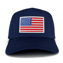USA American Flag Logo Embroidered Iron On Patch Snap Back Cap - Navy