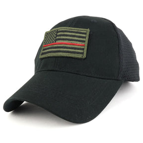 Armycrew USA Olive Thin Red Flag Tactical Patch Cotton Adjustable Trucker Cap