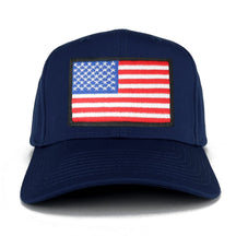 USA American Flag Logo Embroidered Iron On Patch Snap Back Cap - Navy